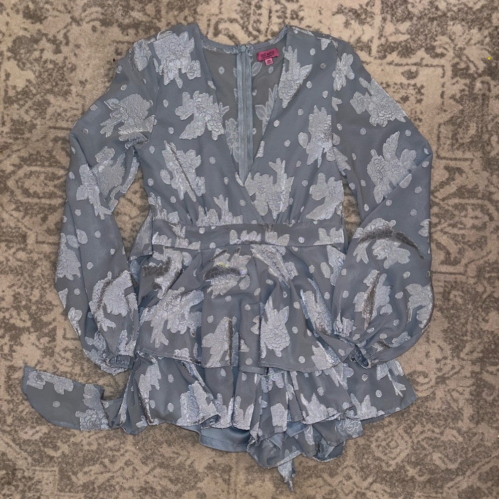Miami Light Blue Embroidered Romper